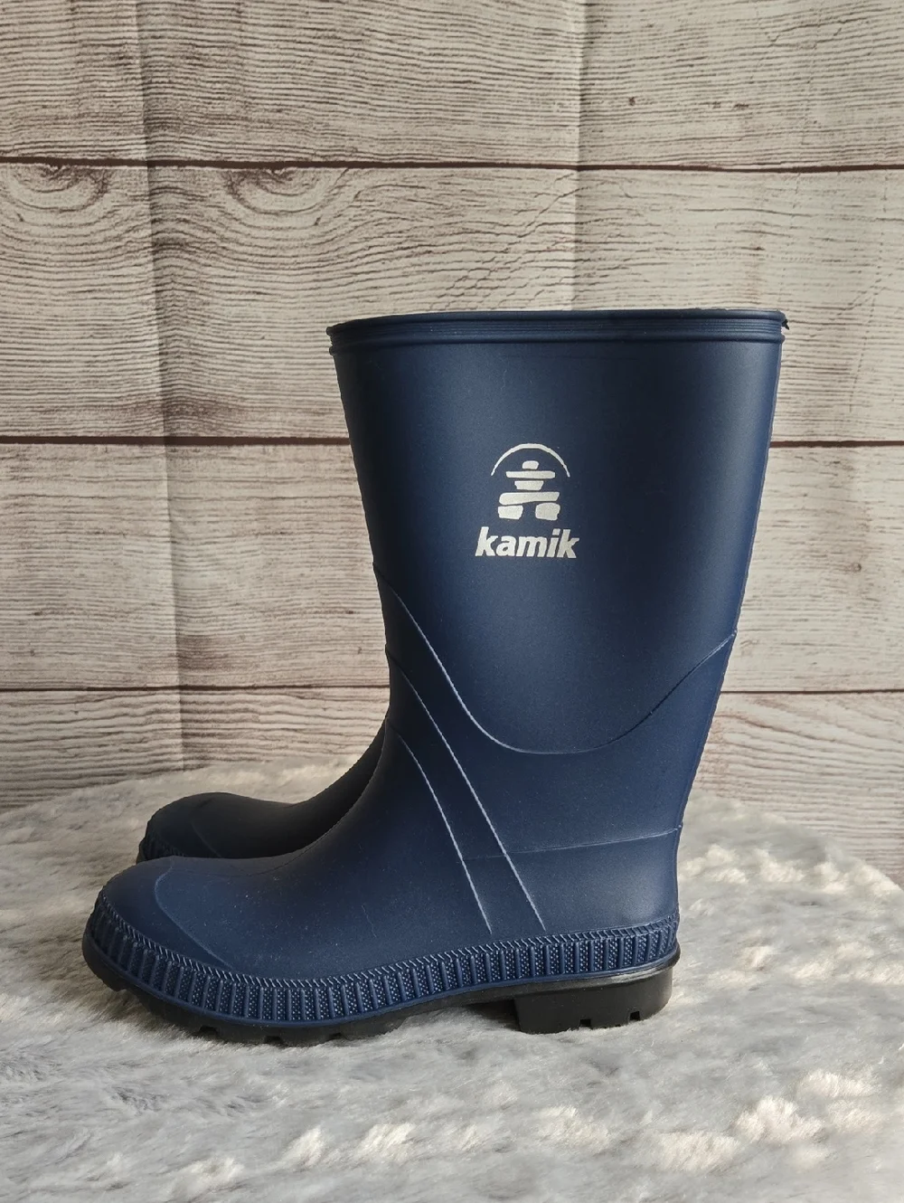 Kamik Navy Rain Boots, Big Kids Size 4